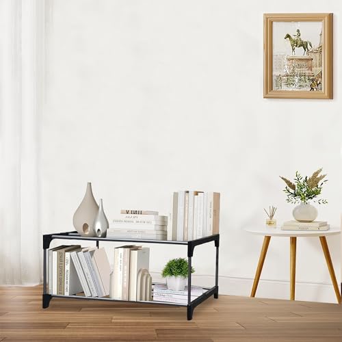 Image of Modern 2 Tier Tall Narrow Metal Bookshelf for Home | Floor Mount Steel Rack Shelf | Book Organizer & Storage Rack | Book Shelves Cabinet for Living Room, Study & Office