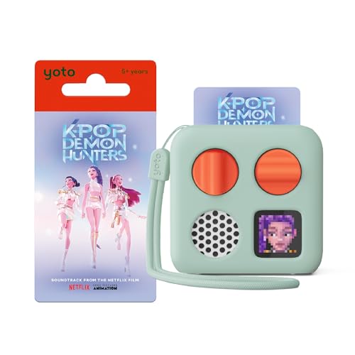 YOTO Mini Bundle + Kpop Demon Hunters + Frog Soup Adventure Jacket - Kids Screen-Free Bluetooth Audio Player, All-in-1 Travel Device Plays Stories Music Podcast Radio Ok-to-Wake Clock, Speaker