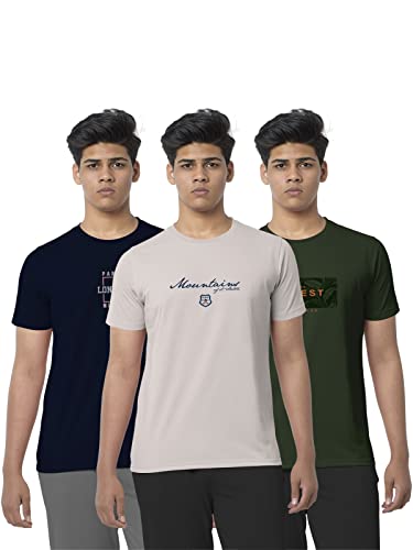 Image of BULLMER Black Trendy Typographic Printed Round Neck Half Sleeve Tshirt for Men