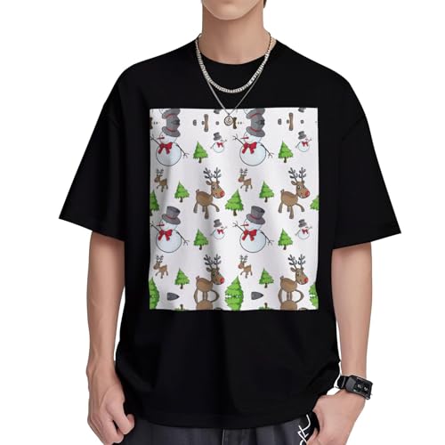 T-shirt de Noël en coton supérieur respirant à col rond pour homme élégant