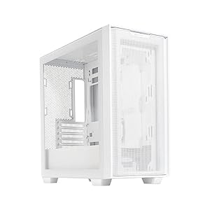 ASUS A21 White Micro ATX PC Case Supports BTF Hidden Connector Technology, Graphics Cards up to 380mm, 360mm Coolers, & ATX PSUs, Includes Porous Front-Panel mesh and Cable Management Compartment