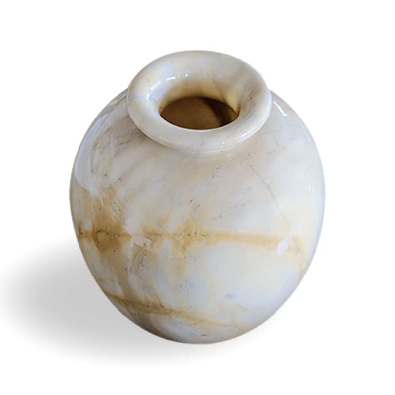 Vase marbre jaune italien porte-fleurs classique sculpture marbre H30cm