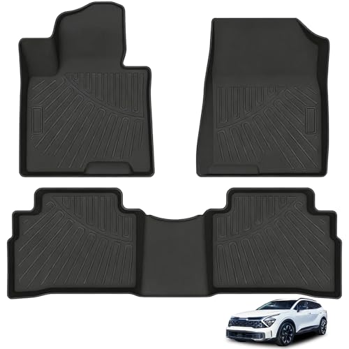 MOOREVER Floor Liners for 2023 2024 2025 2026 Kia Sportage Gas (Not Fit Hybrid & PHEV) Full Coverage Heavy Duty All Weather TPE Custom Fit Kia Sportage Car Mats Accessories 1st & 2nd Row