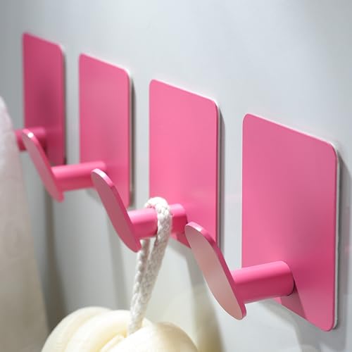 DELITON 4 Pack Hooks for Wall - Cute Kids Wall Hook Adhesive Coat Robe Towel Hooks for Bathrooms Kitchen Heavy...