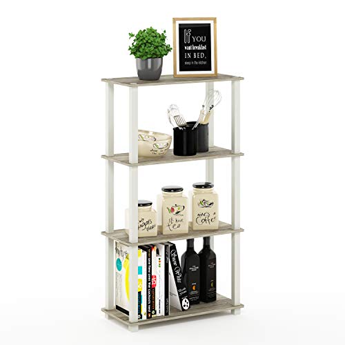 Image of Furinno TURN-S-TUBE Storage Shelves, 4-Tier Book Shelf, Corner Shelf, Toolless Open Shelves, for Organization and Storage, Living Room, Garage, Home Office, Sonoma Oak