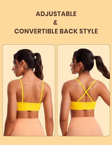 Image of CRZ YOGA Butterluxe V Neck Sports Bras | Light Support, Removable Pads, Yoga, Extremely Soft, Square Back, Adjustable Spaghetti Straps, for Women