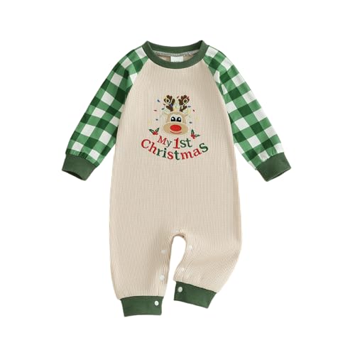 Eadrioss My First Christmas Outfit Newborn Baby Girl Boy 1st Christmas' Outfits Romper Infant Christmas's Clothes 3M 6M 12M