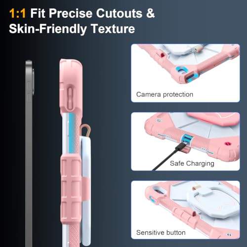 Image of Case for iPad (A16) 11th Generation 11 Inch 2025, Ubearkk for iPad 10th Generation 10.9 inch 2022 case with Screen Protector 360 Degree Rotating Stand Shoulder Strap Pencil Holder, Rose Beige