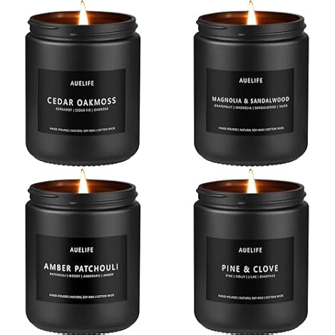 Scented-Candles-Set-Gifts-for-Men-Men-Candles-Set-Masculine-Candle-Soy-Candles-for-Home-Scented-4-Pack-Candles-Scents-of-Cedar-OakmossPineClovePatchouliSandalwood