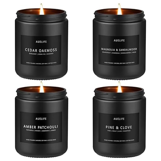 Scented Candles Set | Gifts for Men - Men Candles Set, Masculine Candle, Soy Candles for Home Scented - 4 Pack Candles Scents of Cedar Oakmoss/Pine&Clove/Patchouli/Sandalwood
