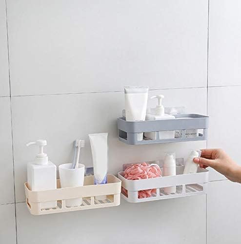 Cpixen Bathroom Kitchen Accessories Shelves Storage Shower Corner Caddy Shelf Plastic Wall Inter Design Bathroom Kitchen Organize Rack Basket with Sticker (Multicolor) (3PCS Set)