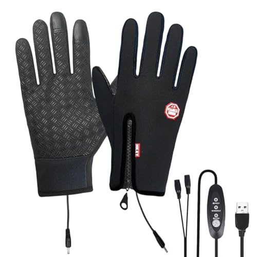 Guantes calentados: alimentados por USB 5 V 1 A, calentadores de manos eléctricos, control del calor ajustable | Estructura de algodón impermeable, mango antideslizante, guantes calefactables USB