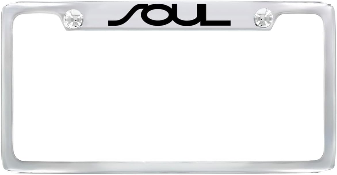 Kia Soul License Plate Frame Chrome Plated Metal Bottom Notched 2-Hole
