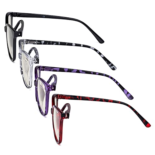 Image of Eyekepper 4 Pack Oversized Blue Light Filter Glasses - Cat Eye Design Computer Reading Glasses for Women Anti Screen Glare Blocking Digital Blue Rays +1.00