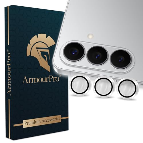 Image of ArmourPro Camera Lens Tempered Glass for Samsung Galaxy S26 (6.3 Inches) Tough HD Individual Aluminum Alloy Rings 9H Camera Cover, Scratch-Resistant,Camera Lens Protection| Silver, 1 Pack