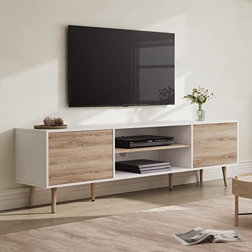 Buy WAMPAT Mid Century Modern TV Stand for TVs up to 75 inches, Wood TV