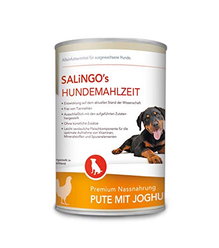SALiNGO Hundefutter nass, Pute mit Joghurt und Spätzle (6x400g)