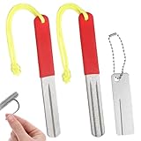 COYUN 2 Stück Fischhakenschärfer, Angelhaken-Schleifschleifstein Doppelseitig Angelhaken-Schärfer Tragbares Schleifwerkzeug zum Angeln mit Griff und Hängende für Outdoor Angeln