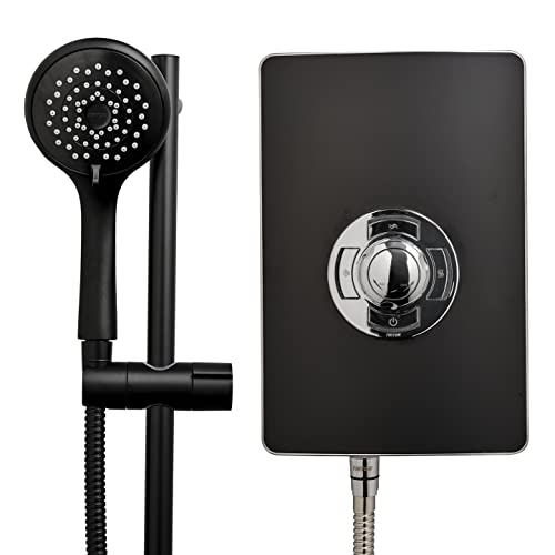 Triton Showers Collection 2 | Shower Electric | 8.5 kW | Triton Aspirante I Matte Black I Electrical Showers | with Black Showerhead & Anti Twist Hose | Best Electric Shower Units for Bathrooms