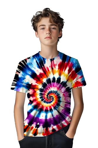 Image of Kids Tie Dye Shirt for Boys Girls Children Tie-Dye Hippes Tshirt Short Sleeve Tee Shirt for Todder