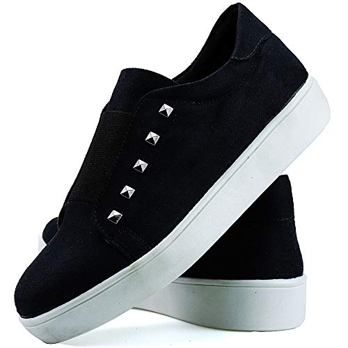 Tênis Sapatênis Neway Feminino Plataforma Preto com Relógio - 7106Preto