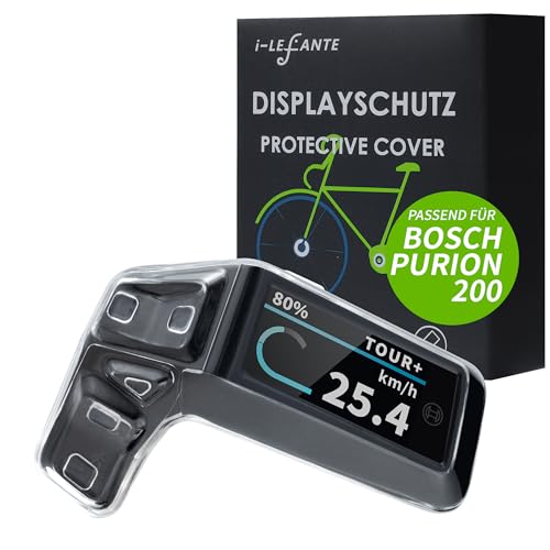 i-LEFANTE Custodia protettiva per display Bosch Purion 200, per e-bike, trasparente e impermeabile, protezione antiurto e antigraffio (set da 1)