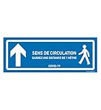AUA SIGNALETIQUE - Signalisation au Sol Circulation Tout Droit - Autocollant laminé - Bleu 420x160 mm