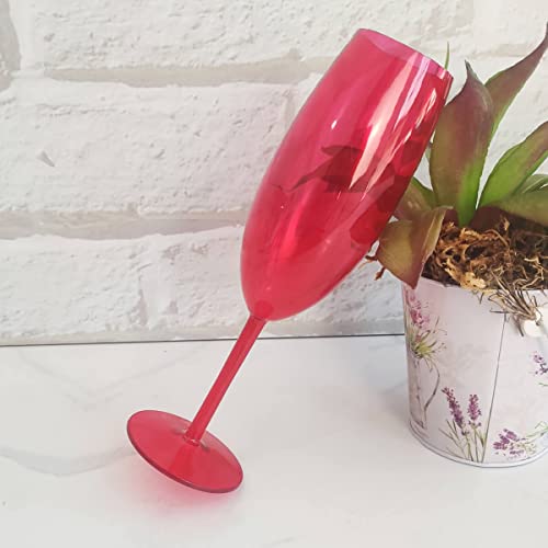 Taça Para Espumante Champagne 280ml Plástico Vermelho Translúcido Ou