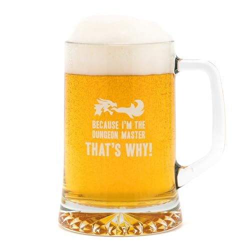 Image of Because I'm The Dungeon Master That's Why!' Engraved Beer Glass Tankard