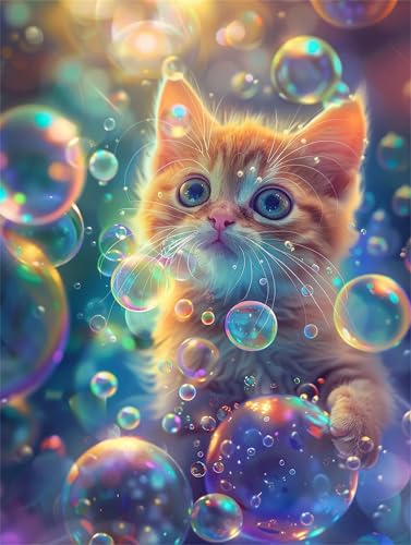 Diamond Painting Chat XXL 90x120cm pour décoration murale salon