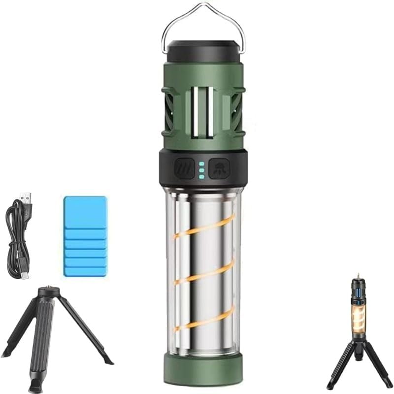 Buzz Defense Portable Camping Light with Tripod, LED Camping Light, TPC Fast Charging, Electric Heating to Repel Mosquitoes, Adjustable Brightness, Suitable for Outdoors and Picnics.(Green)