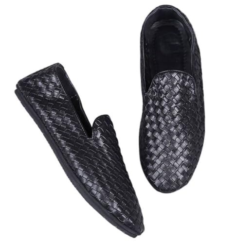Santimon Men’s Woven Leather Slip-On Loafers, Foldable Casual Flats Shoes with Travel Case, Comfortable and Stylish Sandals Mules for Business & Everyday Wear3