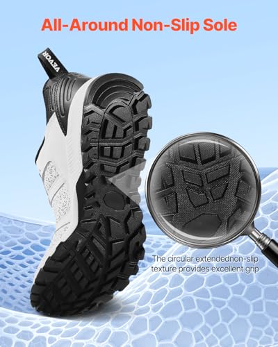 VEVOR Women's Cross W Width Sneakers US Size 10, Wide Toe Box Arch Support & Adjustable Lace-up, Training Shoes for Running, Gymnastics, Dog Walking, and Weightlifting (White)3