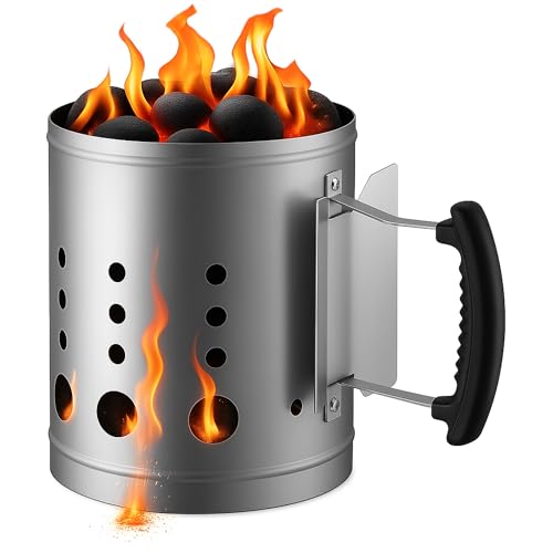 URCHOICE BBQ Charcoal Chimney Starter | Quick Start Grill Coal Lighter | Durable & Portable | Easy Handle Design | Ideal for Outdoor Cooking & Camping
