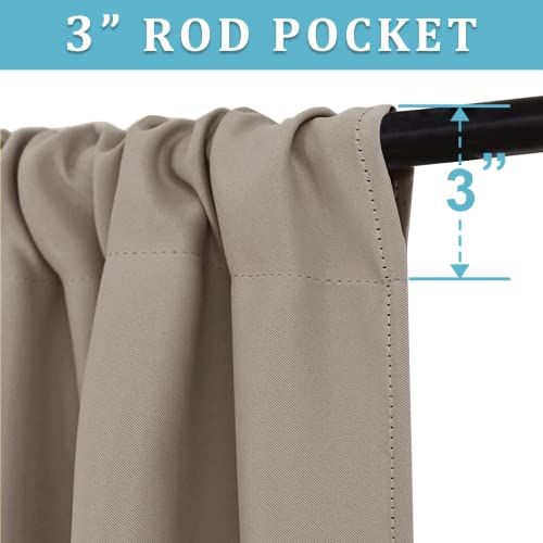 RYB HOME Blackout Curtains for Kitchen, Over Sink Privacy Curtains Window Decor, Thermal Insulating Drapes for Bathroom Cafe Bedroom Small Window, W 42 x L 24 inch, Sand, 2 Panels
