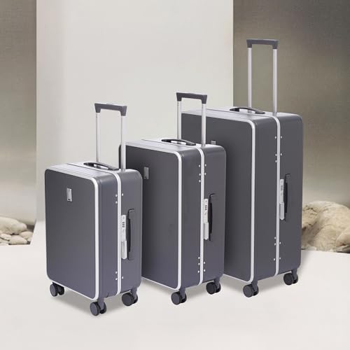 Image of Swiss Military Black Gold Collection Hard PC Trolley Luggage Set of 3 (55cm Small, 65cm Medium & 75cm Large) Suitcase with TSA Lock, 360 Wheels-Ideal for International Travel (44L,70L,105L) Dark Grey