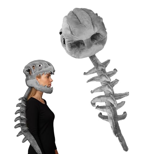 Sinbana Disfraz de Dinosaurio Esqueleto 3D, Disfraz Dinosaurio Esquelet Divertido y Vívido con Extensión Columna para Disfraces Realistas de Halloween y Fiestas Temáticas(Gris)