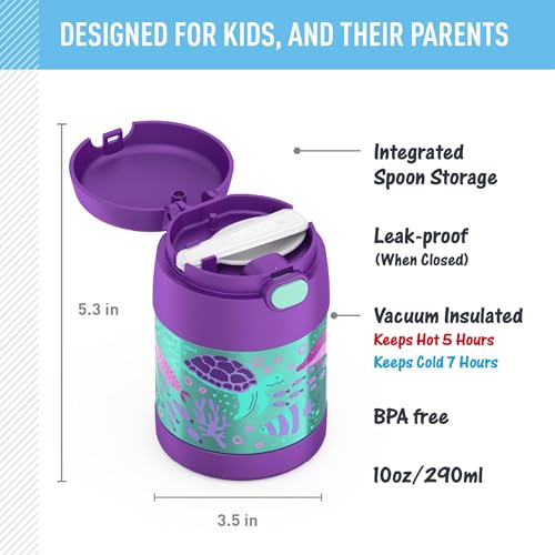 Image of THERMOS FUNTAINER Insulated Food Jar, 10 Ounce, Kid Friendly Food Jar with Foldable Spoon, Ocean Pals