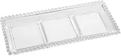 WOLFF - Petisqueira de Cristal com 3 Divisões 30x13x3cm - Linha Pearl