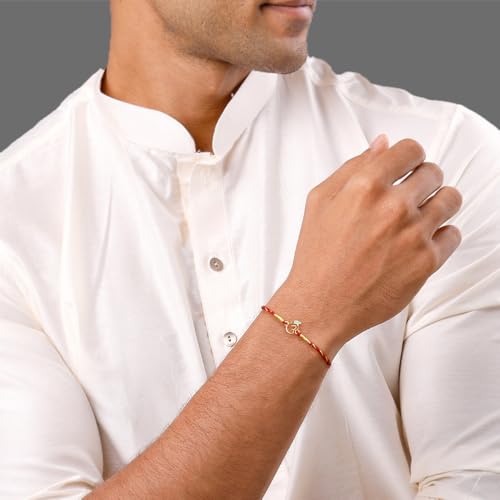 Image of GIVA 925 Silver Golden Divya Om Rakhi| Raksha Bandhan Rakhi for Men | Gift for Men & Boys | With Certificate of Authenticity and 925 Stamp