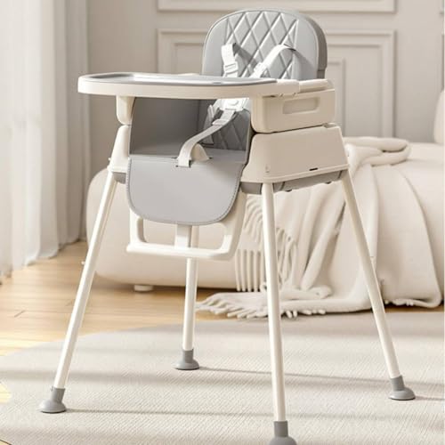 Image of Multi Function Foldable High Chair Travel Friendly Children's Dining Chair Easy to Clean Safety Belt for Babies, Toddlers, Home, High Leg W Pad