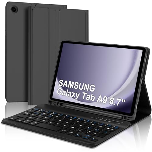 JADEMALL Funda con Teclado para Samsung Galaxy Tab A9 8.7'', Teclado Bluetooth Inalámbrico...