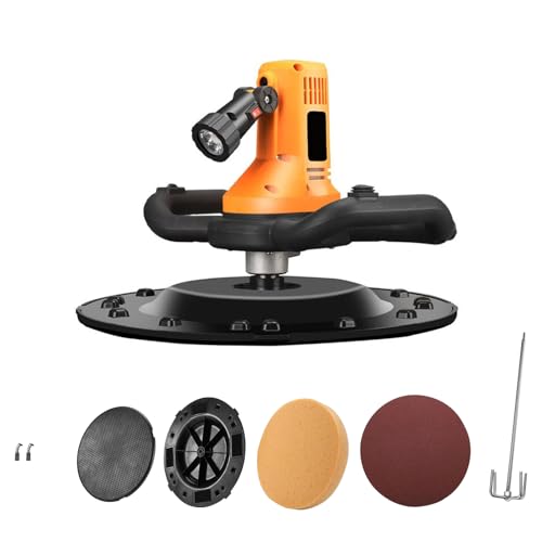 MINENICE Ponceuse Murale Electrique Ponceuse Murale Multifonctionnelle Truelle à Béton Vitesse Variable 80-600 RPM avec Tige Mélangeur et 4 Plaques de Verre