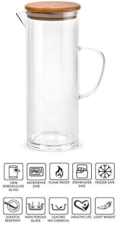 Cello Woody Borosilicate Glass Jug, 1000ml, Clear