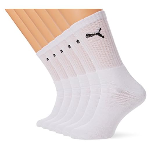 Puma Sport Cush Crew 6P, Calcetines Unisex, Paquete de 6, Blanco (White), EU 43-46