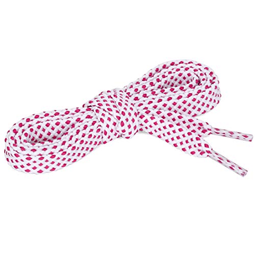 Lacets plats creux à pois double couche bicolores fuchsia pour baskets - 2
