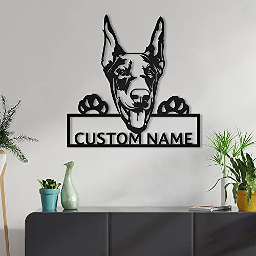 zouwii Benutzerdefinierter Name Personalisierte Dobermann Hund Metallschild Kunst | Benutzerdefinierte Dobermann Hund Metallschild | Dobermann Hundegeschenke lustig | Hundegeschenk | Tiergewohnheit