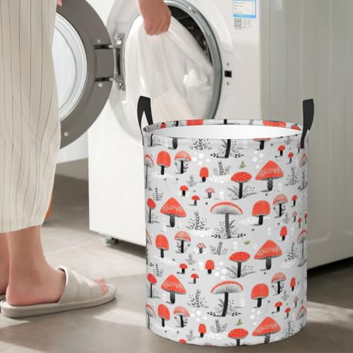 Grand panier à linge imprimé champignons au design amusant - 8