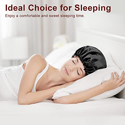 Atudew Satin Bonnet, 2Pcs Silk Bonnet, Hair Bonnet For Black Women For Curly Hair Sleeping, Silk Sleeping Cap, Satin Sleep Cap, Satin Night Cap, Hair Cap For Sleeping, Sleep Bonnet, Adjustable #TOP6