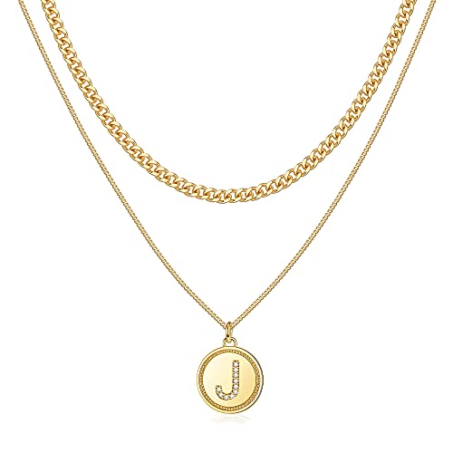 Gold Choker Necklaces for Women, 14K Gold Plated Choker Necklaces for Girls Necklaces for Kids Gold Letter Necklaces for Women Teens Girls coin necklace Gold Jewelryï¼ˆJï¼‰